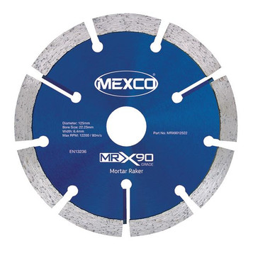 Mexco MRX9012522 125MM 22.23MM Bore X90 Grade Mortar Raker Diamond Blade