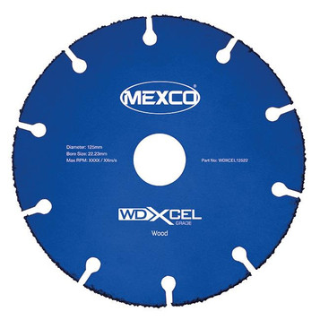 Mexco WDXCEL12522 125MM 22.23MM Bore XCEL Grade Wood Cutting Tungsten Carbide Grit Blade