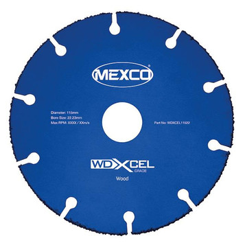 Mexco WDXCEL11522 115MM 22.23MM Bore XCEL Grade Wood Cutting Tungsten Carbide Grit Blade