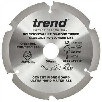 Trend PCD/FSB/1906 Fibreboard Sawblade 190mm 6T