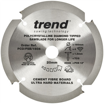 Trend PCD/FSB/1604 Fibreboard PCD Saw Blade 160mm 4T