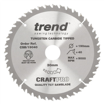 Trend CSB/19040 Craft Pro General Purpose Blade 190mm 40T