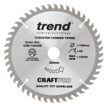Trend Craft Pro 165mm 48T Fine Finish Cut Saw Blade