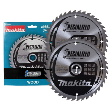 2 X Makita B-32960 Specialized Circular Saw Blade 165mm X 20 x 40T for Cordless Saws
