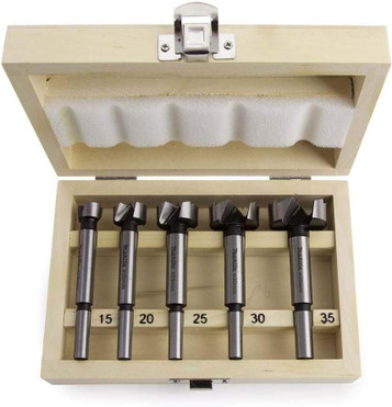 Makita D-47363 5 Piece Forstner Wood Drill Bit Set In Wooden Case 15,20,25,30,35