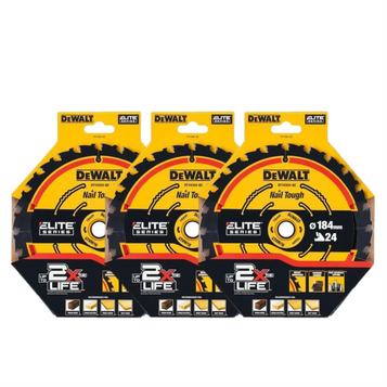 DeWalt DT10302-QZ ELITE Circular Saw Blade  184mm x 16mm 24T (Pack of 3)
