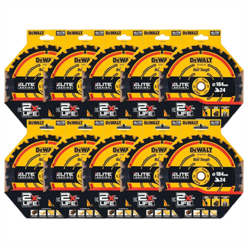 DeWalt DT10302-QZ ELITE Circular Saw Blade  184mm x 16mm 24T (Pack of 10)