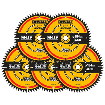 5 x DeWalt DT1670-QZ ELITE Circular Saw Blade  184mm x 16mm 60T