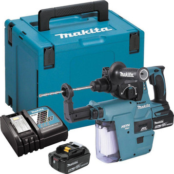 Makita SDS+ Hammer Drill 18V Brushless with DX06 Dust Extraction DHR242RTJW (2 x 5.0Ah Batteries)