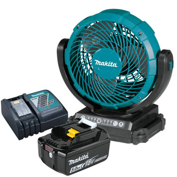 Makita Portable Fan DCF102Z 14.4/18V LXT Cordless + Charger and 1 x BL1850 5.0 Ah Battery