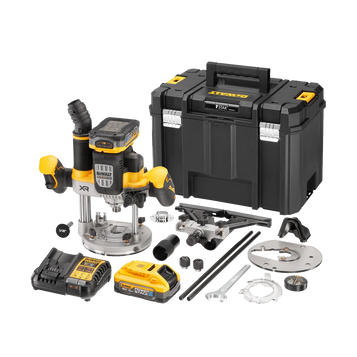Dewalt DCW620H2-GB 18V XR Brushless 1/2" Plunge Router 2x 5.0Ah Powerstack Batteries, Charger & TSTAK Case