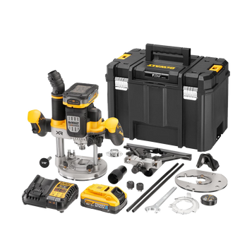 Dewalt DCW620H2-GB 18V XR Brushless 1/2" Plunge Router 2x 5.0Ah Powerstack Batteries, Charger & TSTAK Case