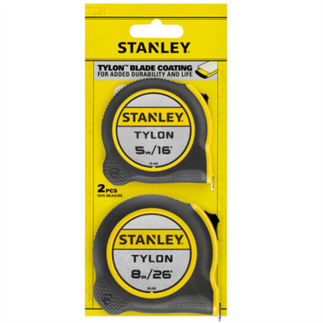 Stanley Tylon Pocket Tapes 5m/16ft + 8m/26ft (Twin Pack)  - STHT9-98985