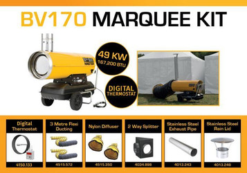 Master BV170DV Marquee Kit With 2 x 3 Meter Ducting, Digital Thermostat & Accessories BV170MKP5D
