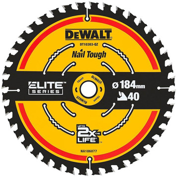 DeWalt DT10303-QZ ELITE Circular Saw Blade  184mm x 16mm 40T