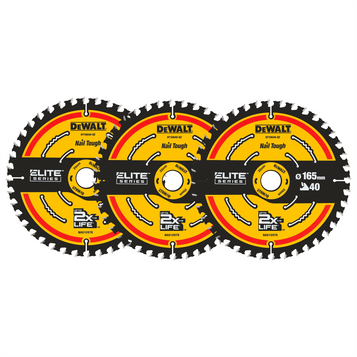 DeWalt DT10640 165mm 40T Extreme Framing Circular Saw Blade (3 Pack) 