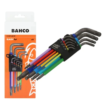Bahco C1997LM/9P Metric Long Ball End Coloured Hex L-Key Set, 9 Piece