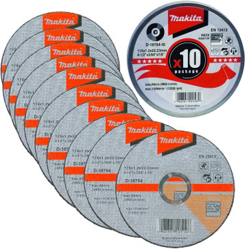 Makita D-18764-10 Tub of 10 Cutting Discs for Inox - 115mm 