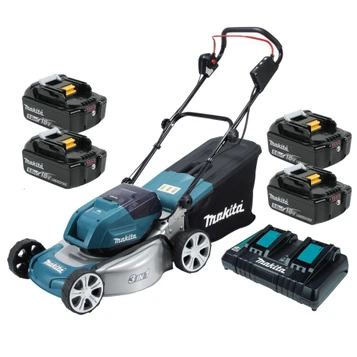 Makita DLM460PT4 Twin 18v LXT Brushless 460mm Lawn Mower Inc 4 x 5.0Ah Batteries & 1x Twin Port Charger