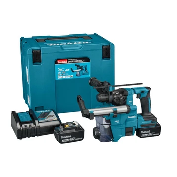 Makita DHR183RTWJ 18V LXT SDS+ Rotary Hammer Drill 18mm Inc 2 x 5.0Ah Batteries, DX16 Dust Extractor & Case