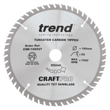 Trend CSB/16552T CraftPro 165mm 16552T Circular Saw Blade 20mm Bore for Fine Finish Cutting