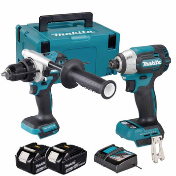 Makita DLX2566TJ 18V LXT Brushless Twin Kit, 2 x 5.0Ah Batteries, Charger and MAKPAC Case