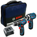 Bosch 12v Twin Pack GSB Combi Hammer Drill + GDR Impact Driver Lithium Ion