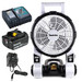 Makita DCF201ZW 14 - 18v LXT Cordless Portable Fan (White) with 5.0 Ah Battery and Charger