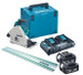 Makita Twin 18V Brushless Plunge Saw Kit with Rails and 2x5Ah Batteries 165Mm - DSP600PT2J
