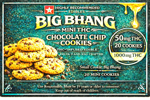 Highly Recommended Edibles BIG BHANG MINI CHOCOLATE CHIP THC COOKIES 1000 Mg THC