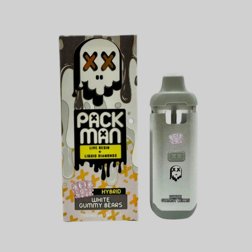 PACKMAN - WHITE GUMMY BEARS - DISPOSABLE RECHARGEABLE VAPE - LIVE RESIN + LIQUID DIAMONDS - 2GM (2000MG)