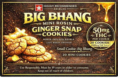 BIG BHANG Mini Rosin Ginger Snap Cookies – 1000mg THC (20 × 50mg)