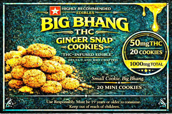 BIG BHANG THC Ginger Snap Cookies 1000mg THC 20 x 50mg Cookies