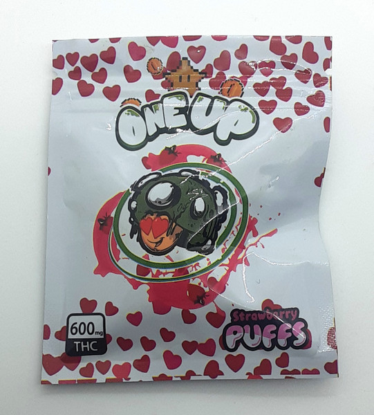 ONEUP - STRAWBERRY PUFFS (600Mg THC) front