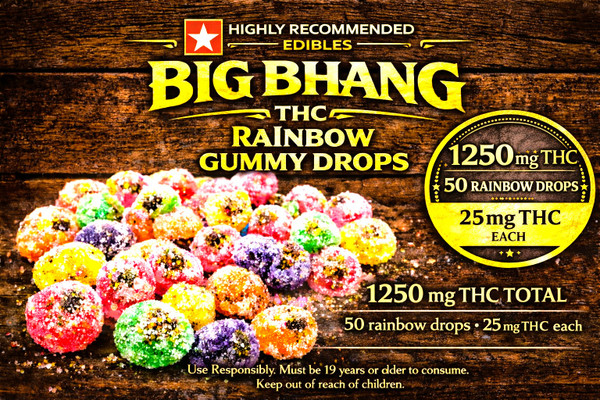 BIG BHANG ROSIN RAINBOW GUMMY DROPS (1250mg THC) 50 x 25mg THC