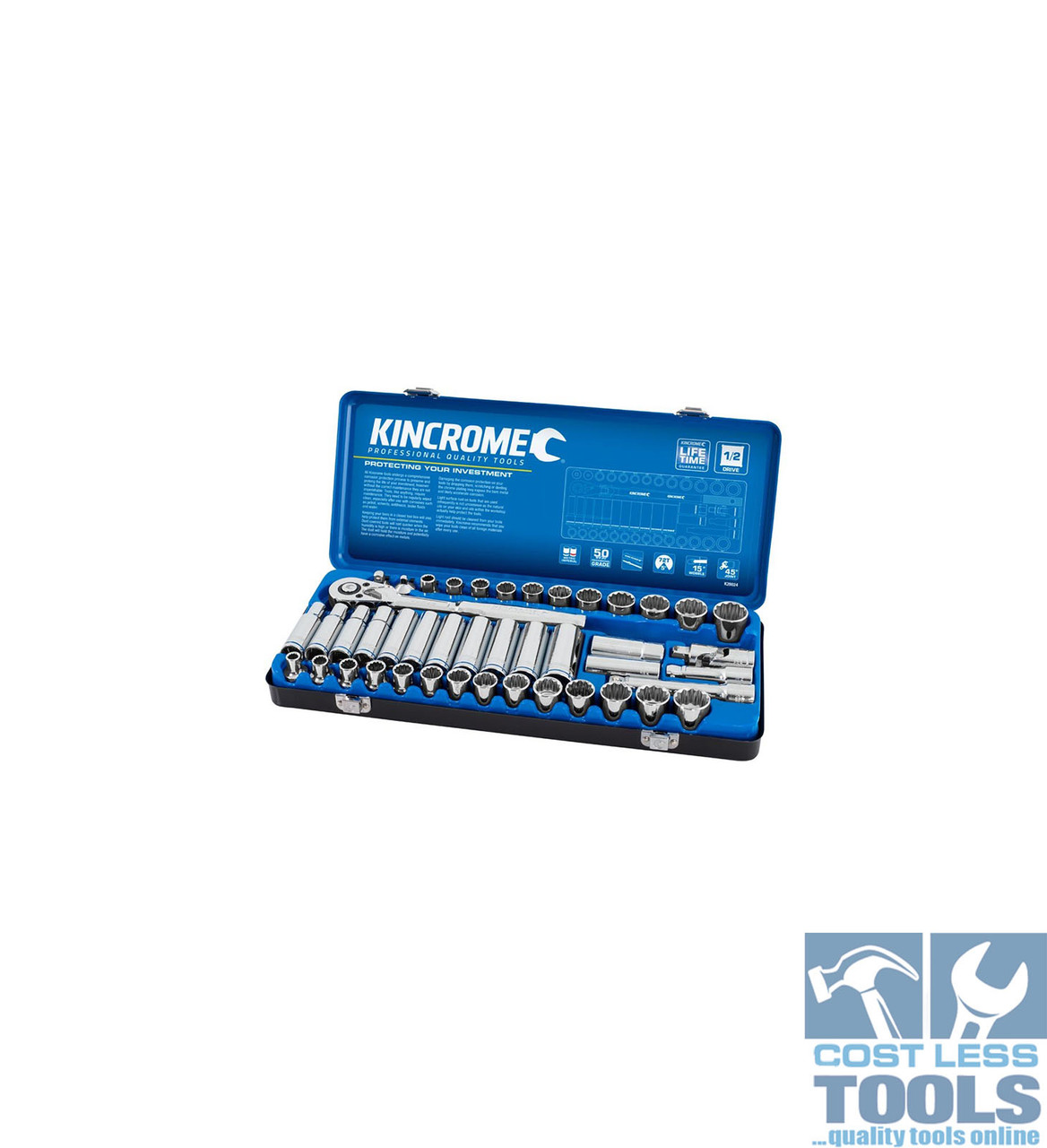 Kincrome 45 Piece 1/2 Drive Metric/Imperial Socket Set Cost Less Tools