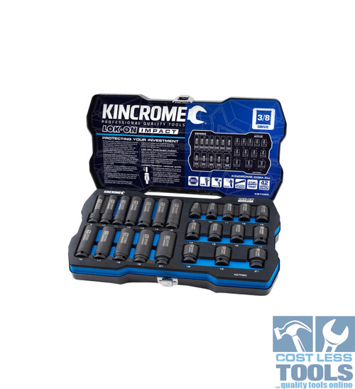 Kincrome LOK-ON™ 24 Piece 3/8" Drive Metric Standard & Deep Impact Socket Set