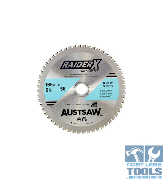 Austsaw RaiderX Sheet Metal Blade 165mm x 20 x 56T