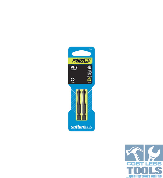 Sutton 2PK Phillips Impact PH2 x 50mm Screwdriver Power Bits