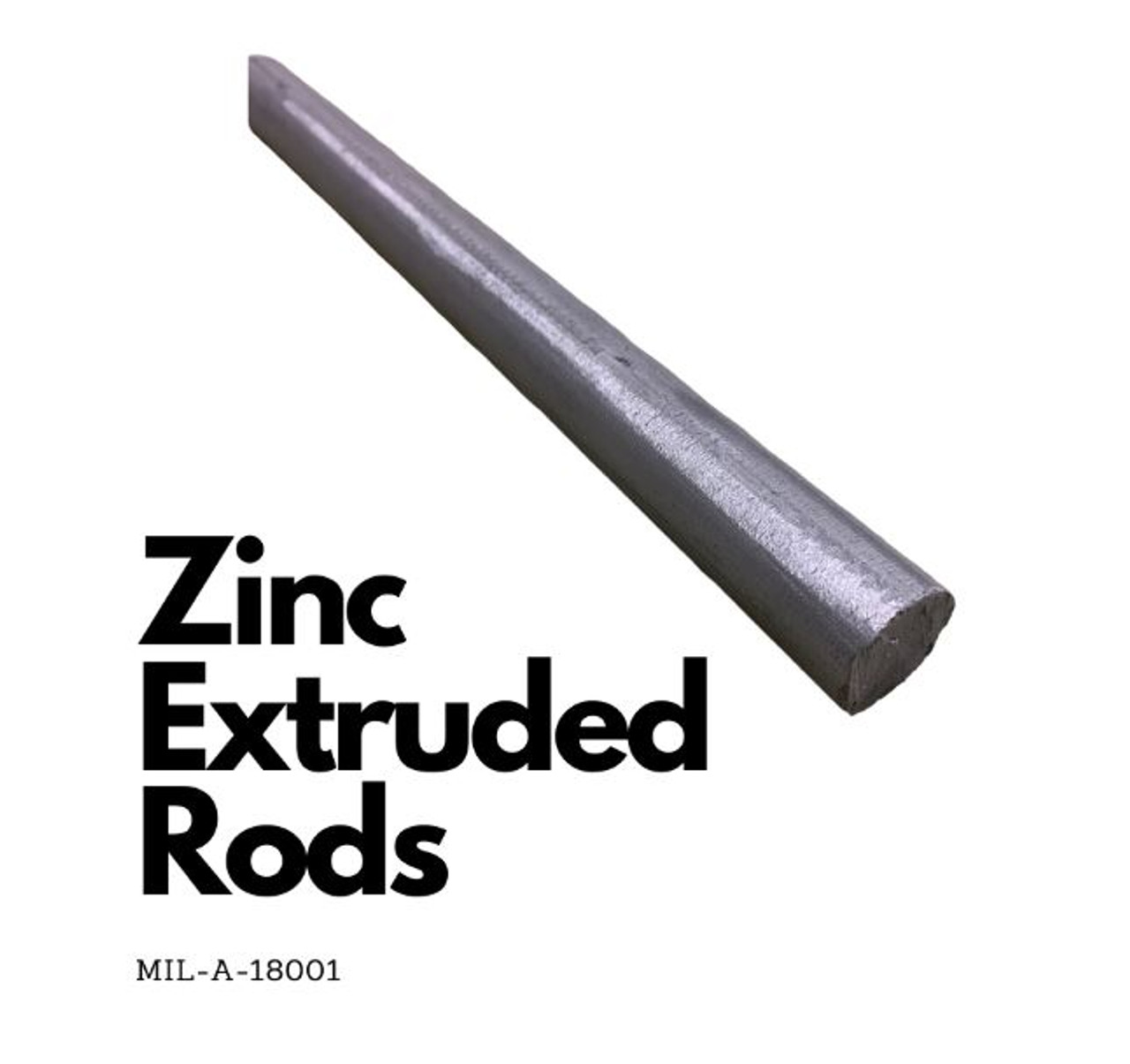 Zinc Extruded Rods -.840 Diameter x 6 Feet Mil-A-18001K Alloy ZRN -  RotoMetals