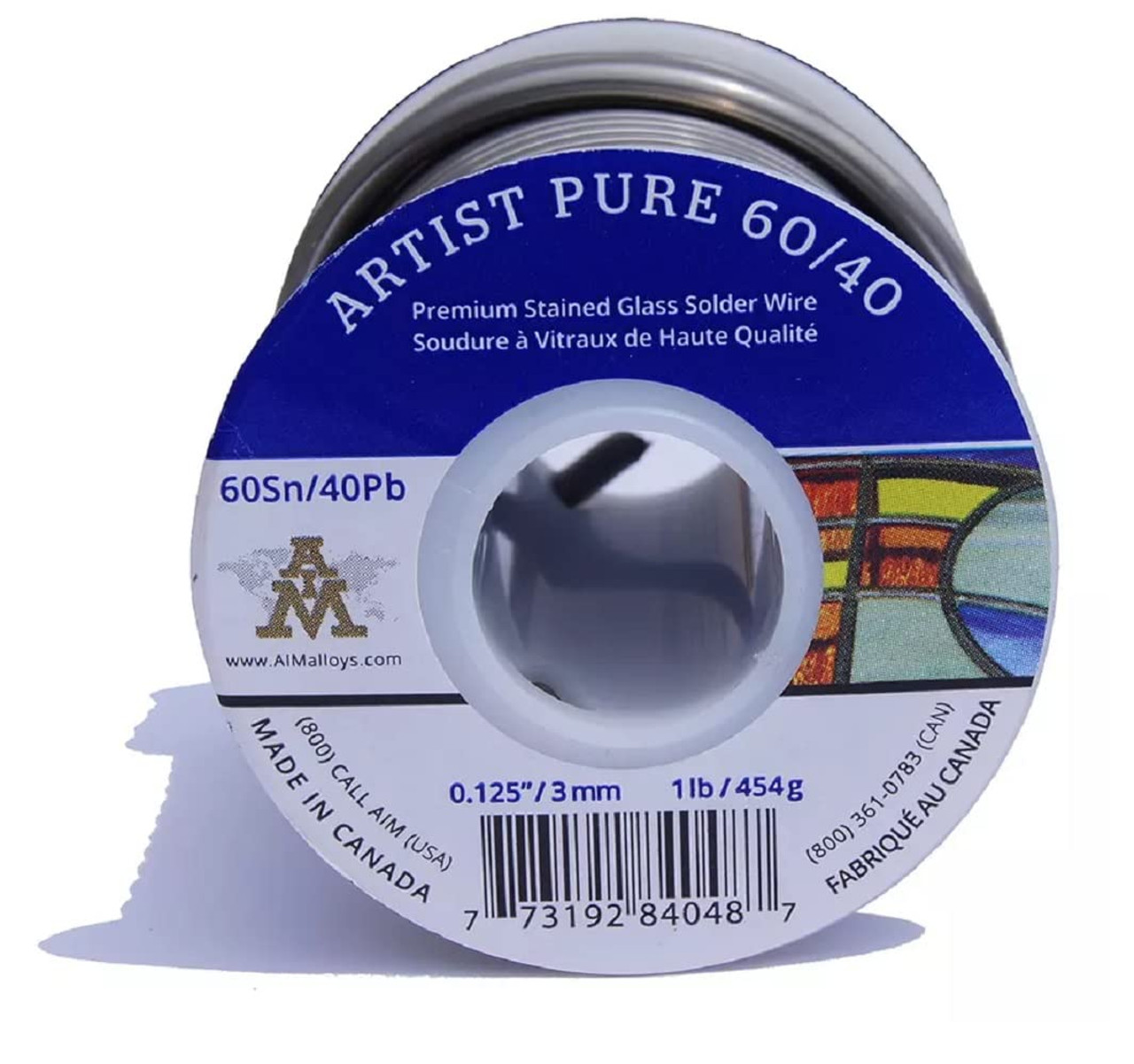 AIM Artist Pure 60/40 Stained Glass Solder, 0.125inch Dia, 1 Lb Spool -  RotoMetals