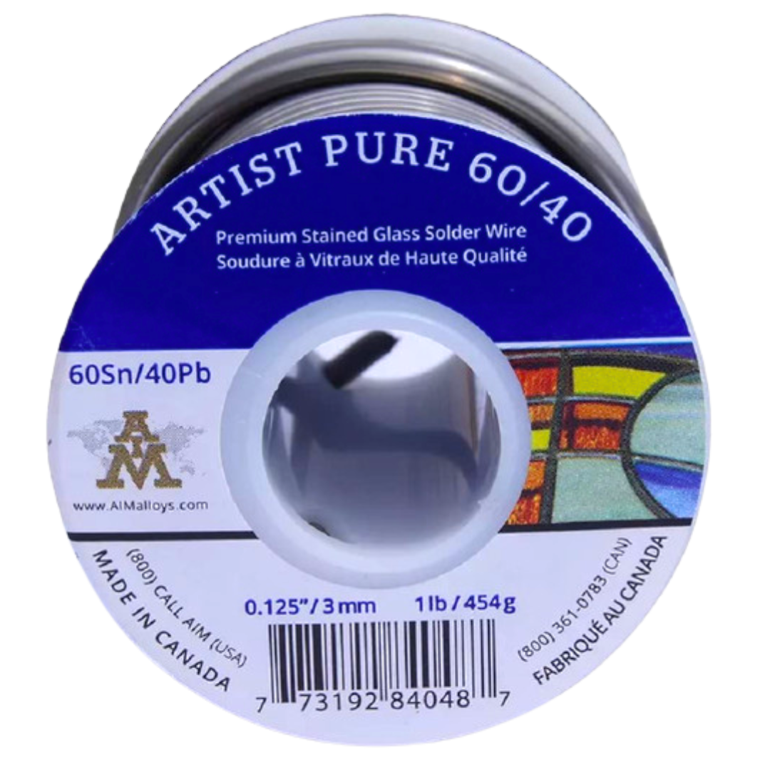 AIM Artist Pure 60/40 Stained Glass Solder, 0.125inch Dia, 1 Lb