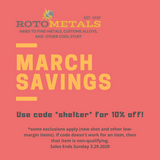 March Savings at RotoMetals