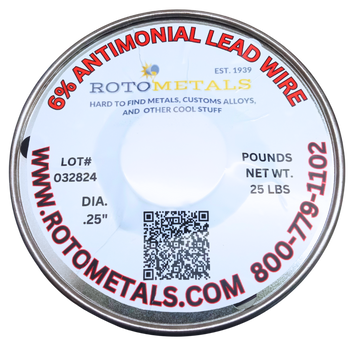 6% Antimony  Lead Wire 50 lbs 2-25 - Great for Bullet Swaging