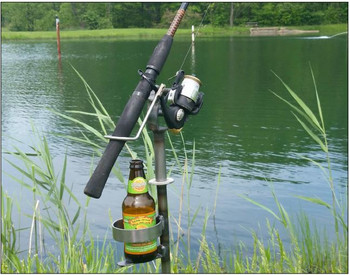 Adjustable Swivel Fishing Rod/Pole Stand with Cup Holder- Made in USA High quality