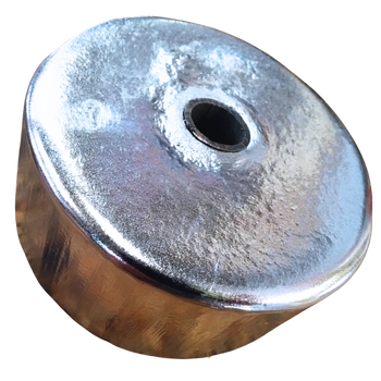  Zinc Disc 5" Diameter x 2" Thick w/ 3/4" Pipe Bushing 