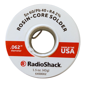 60Sn40Pb Rosin Core Solder RA2% .062" 1.5oz 