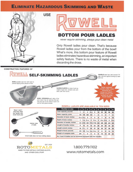 Casting Ladle Bottom-pour Rowell #3 - 3" Bowl Diameter, 14" Handle Length Casting Ladle Bottom-pour Rowell #3 - 3" Bowl Diameter, 14" Handle Length