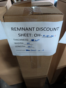 Discounted Zinc Sheet - OH-09-18-26-2 .027" x 44" x 40" (Dented)