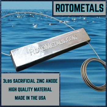 RotoMetals' 3lb Sacrificial Zinc Marine Anode - FREE SHIPPING - (For Boat Lifts and Docks)